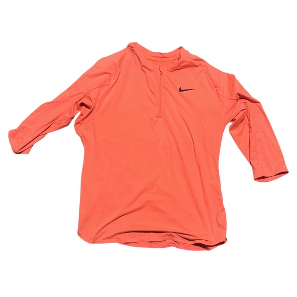 Nike Court Dri-FIT Quarter Zip Pullover Coral Orange Sz L tennis pickleball neon - Picture 2 of 7